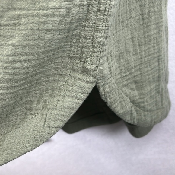Weatherproof Vintage Gauze Dress Sz L Green Button Front Belted Short Sleeve NWT - Picture 6 of 12